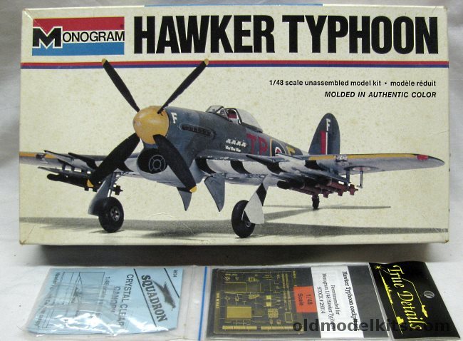 Monogram 1/48 Hawker Mk 1B Typhoon with True Details PE / Squadron Canopy - 3 RAF Squadrons - White Box Issue, 5303 plastic model kit